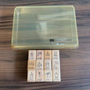 Stampin Up! A Little Love Rubber Stamp Set Of 12 Wood-Mounted Crafting Supplies